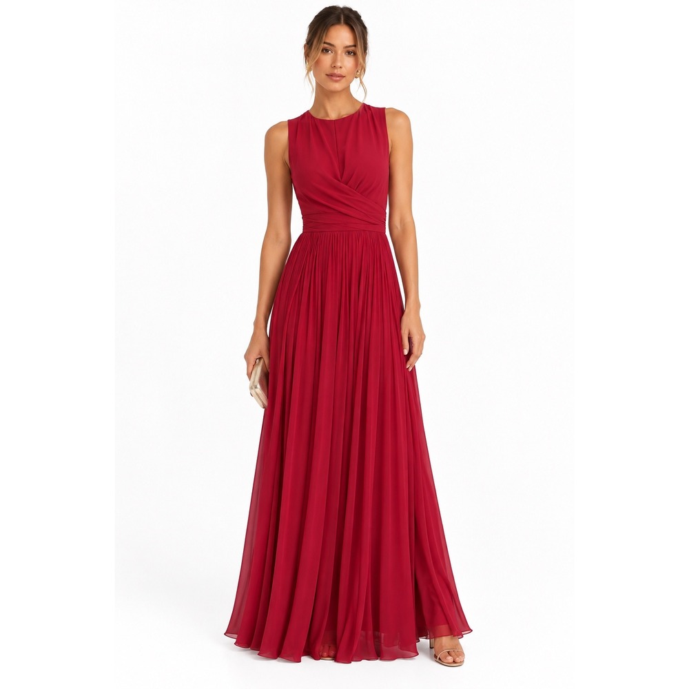 Fame and Partners Pink Pleated Open Back Maxi Gown Dress Size 4 Formal Wedding